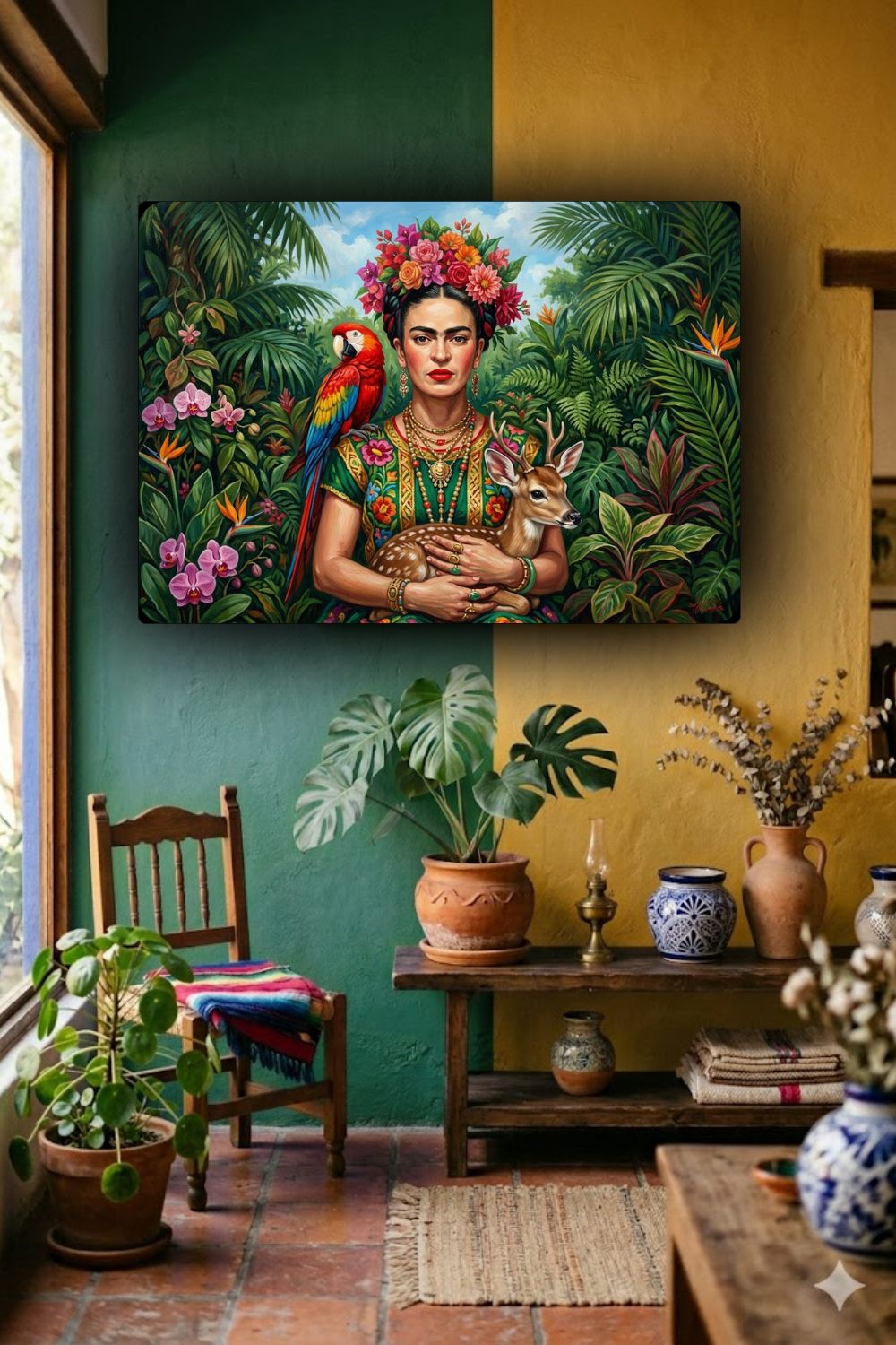 Quadro Frida Kahlo Natureza Verde 