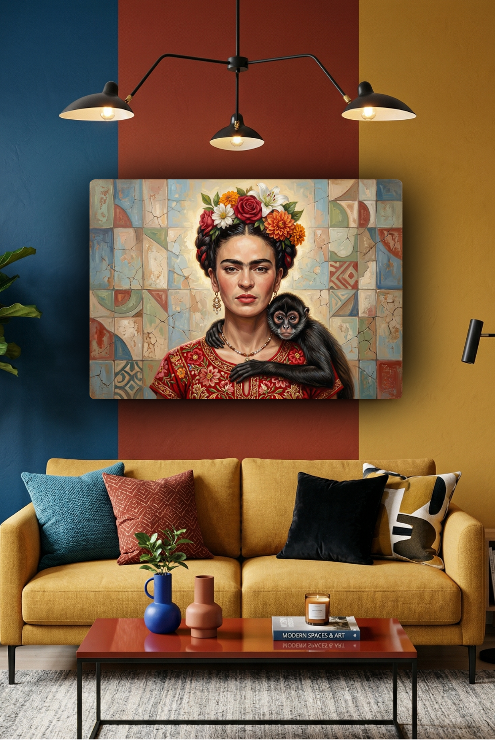 Quadro Frida Kahlo mosaico decoração sala 
