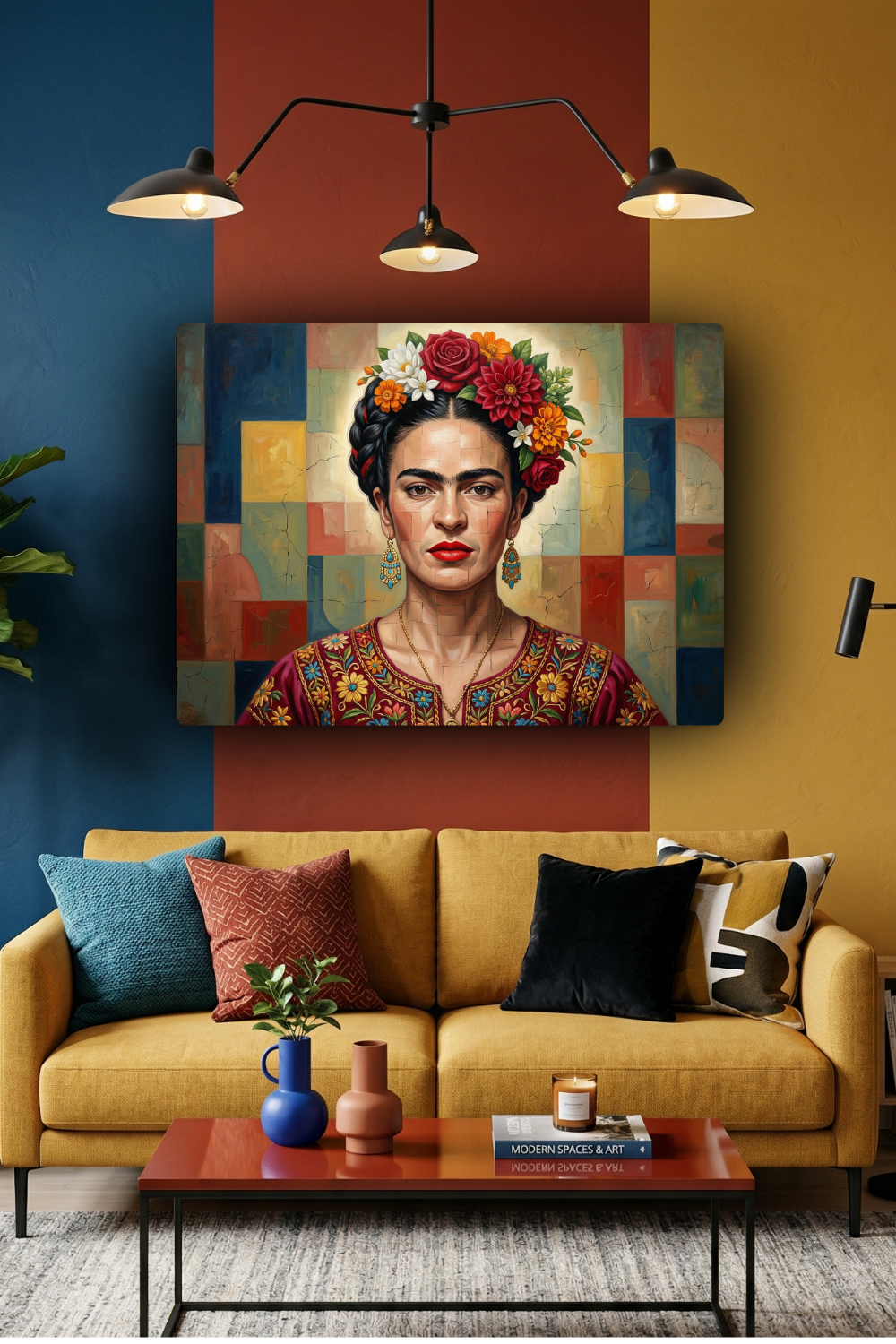 Quadro estilo Frida Kahlo premium cores vibrantes