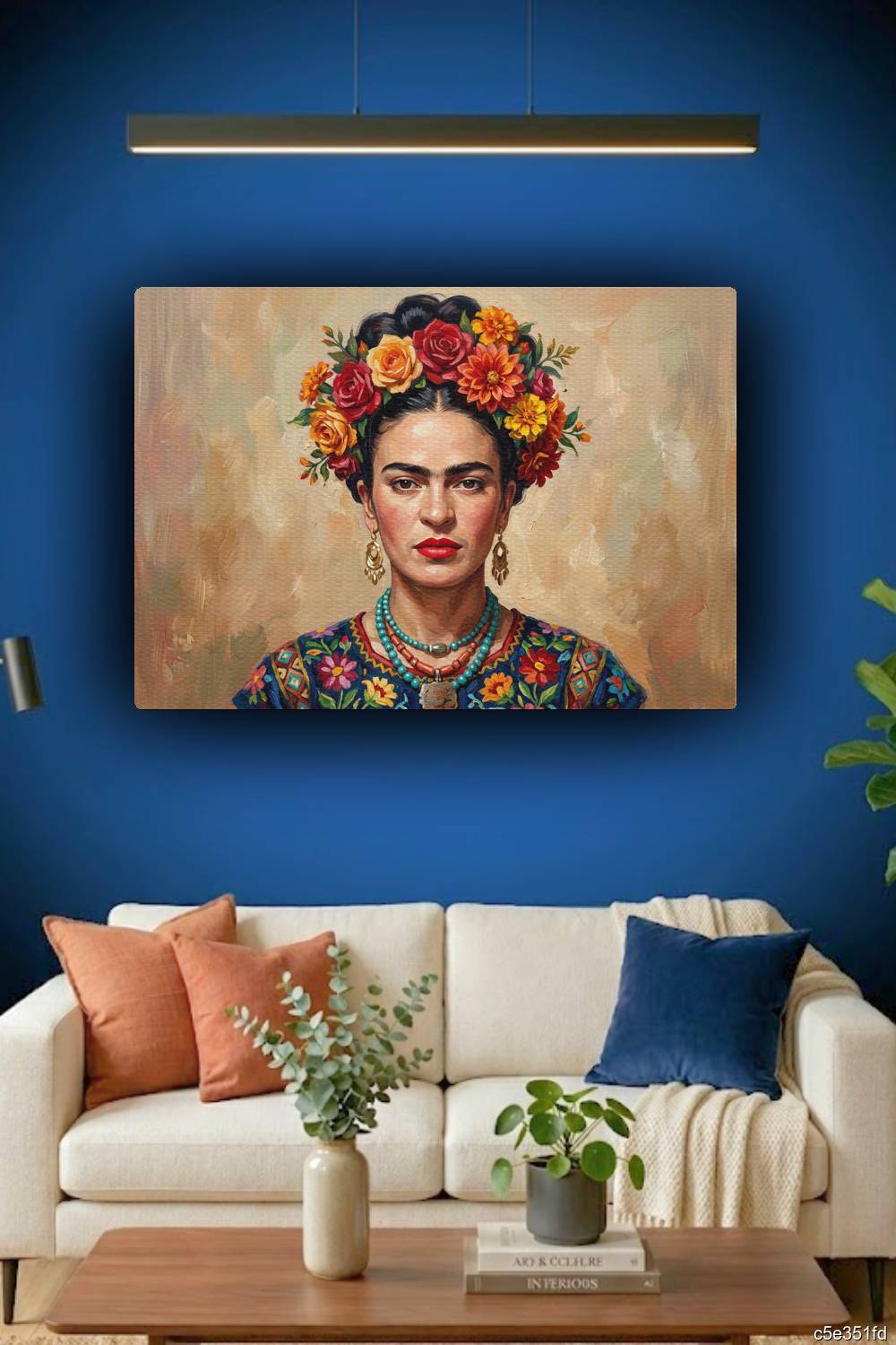 Quadro Frida Kahlo artístico premium decoração sala Rio de Janeiro fundo bege