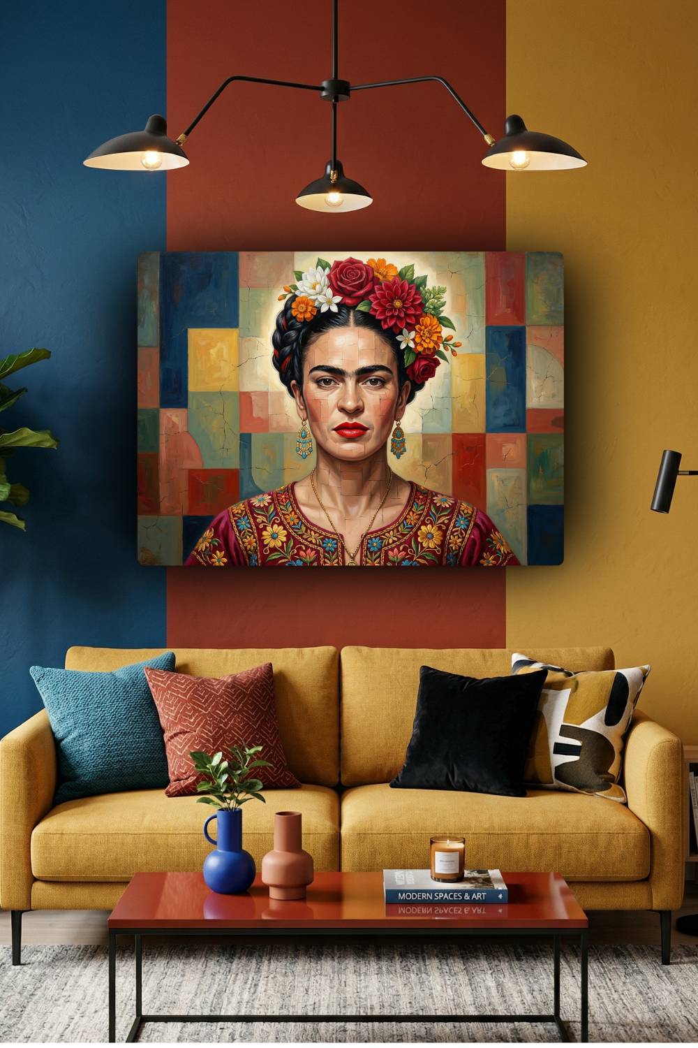 Quadro Frida Kahlo em formato mosaico