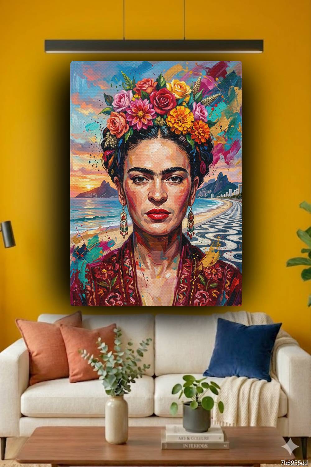 Quadro Frida Kahlo Praia de Copacabana decoração sala RJ