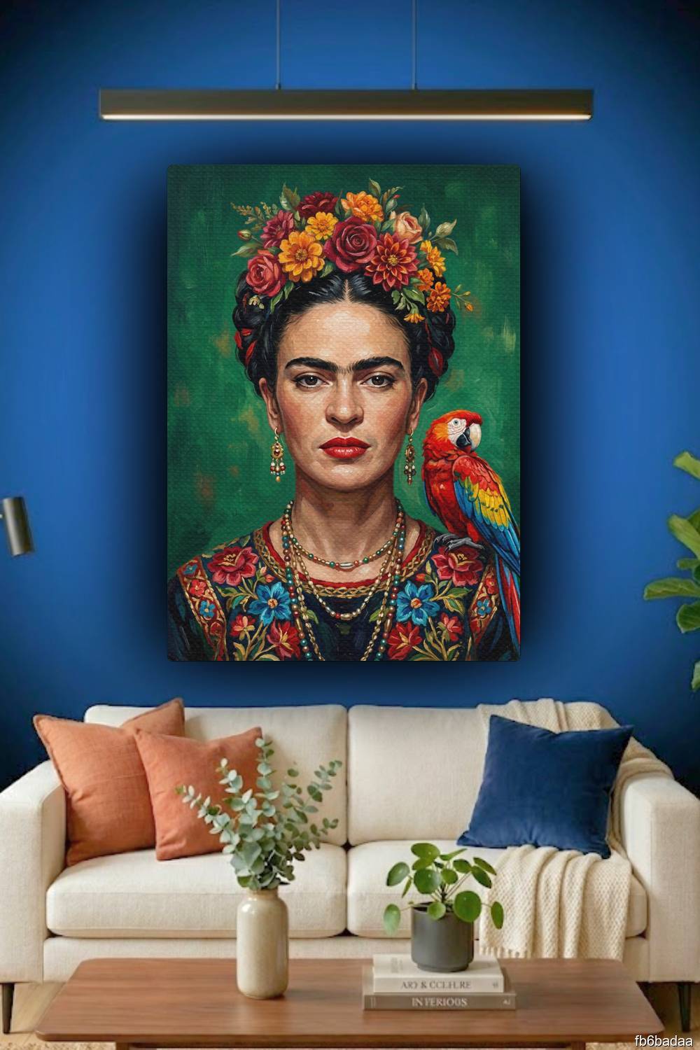 Quadro Frida Kahlo decoração sala Rio de Janeiro pintura digital estilo óleo vibrante