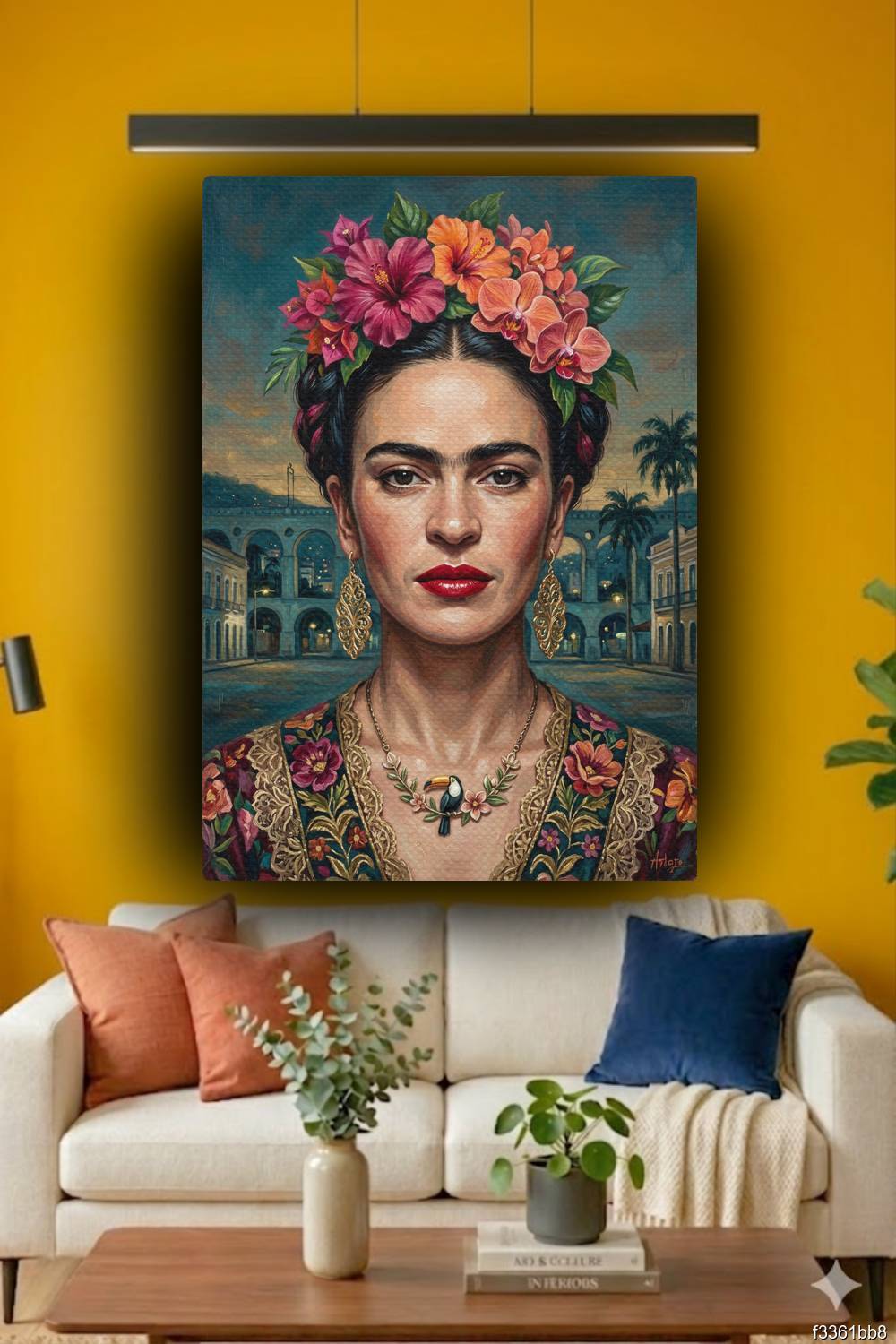 Quadro artístico Frida Kahlo Arcos da Lapa decoração sofisticada Rio de Janeiro