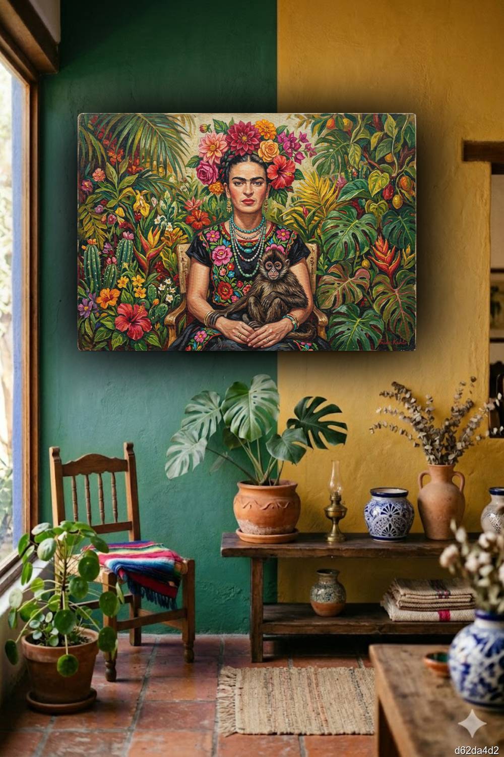 Quadro Frida Kahlo com macaco decoração sala Centro do Rio de Janeiro